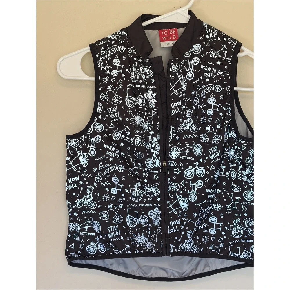 Woom Black Allover Reflective Graphic Bike Skate Safety Vest Unisex Kids‎ 4-6Y